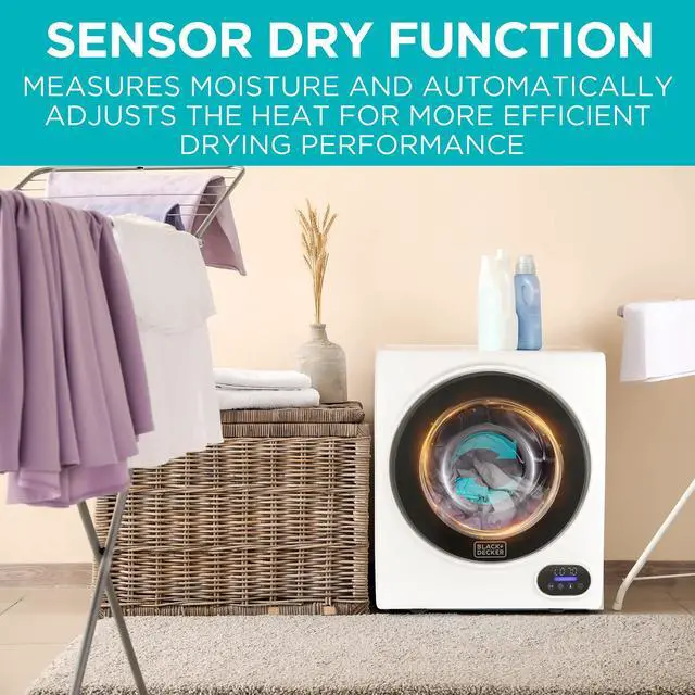 Alt view image 6 of 6 - 1.5 Cu. Ft. Compact Dryer, 5.5 lb. Capacity, 120V, BCED15 | 850W 120V Vented Electric Drying Machine with Stainless Steel Drum, Portable Dryer for Laundry for Standard Wall Outlet