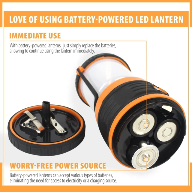 Alt view image 7 of 7 - LED Camping Lantern, Battery Powered LED 1800LM, 4 Camping Lights Modes, Perfect Lantern Flashlight for Hurricane, Emergency Light, Storm, Power Outages, Survival Kits, Hiking, Fishing, Home and More