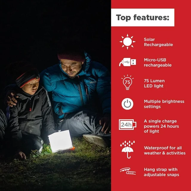 Alt view image 2 of 7 - Nova Inflatable Solar LED Lantern for Camping, Hiking & Travel | 75 Lumens, Waterproof, Camping, Hiking & Travel, Emergency Light for Power Outages, Hurricane, Survival Kits