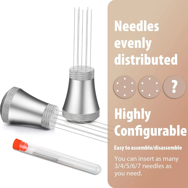 Alt view image 2 of 7 - WDT Espresso Distribution Tool Espresso Stirrer Tools for Barista, 0.35mm 7 Needles Espresso Coffee Stirrer with Extra 7 Replaceable Needles, Aluminum Alloy Handle with Stand (Silver)