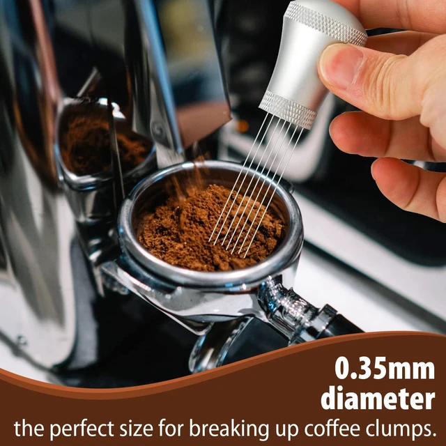 Alt view image 5 of 7 - WDT Espresso Distribution Tool Espresso Stirrer Tools for Barista, 0.35mm 7 Needles Espresso Coffee Stirrer with Extra 7 Replaceable Needles, Aluminum Alloy Handle with Stand (Silver)