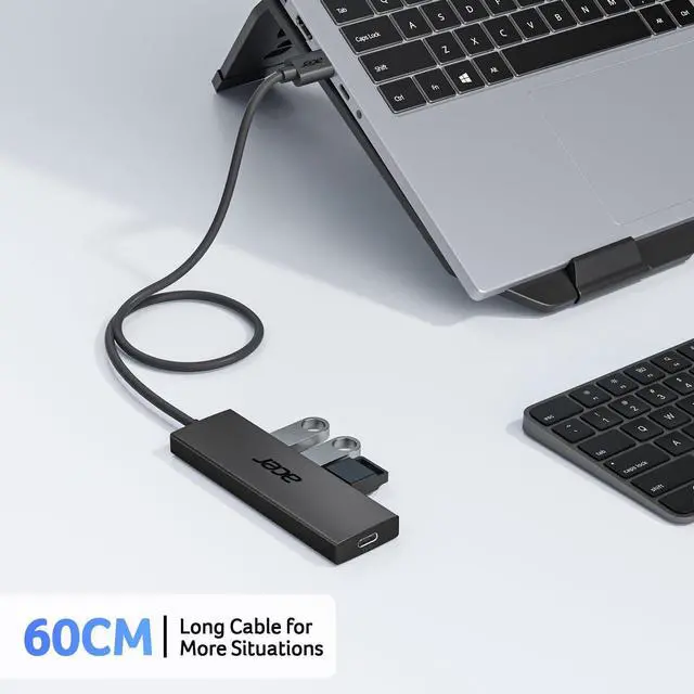 Alt view image 6 of 7 - USB Hub 4 Ports, Multiple USB 3.0 Hub, USBA Splitter for Laptop with Type C Power Port, Extender for A Port Laptop, PC, Desktop and More (2ft)