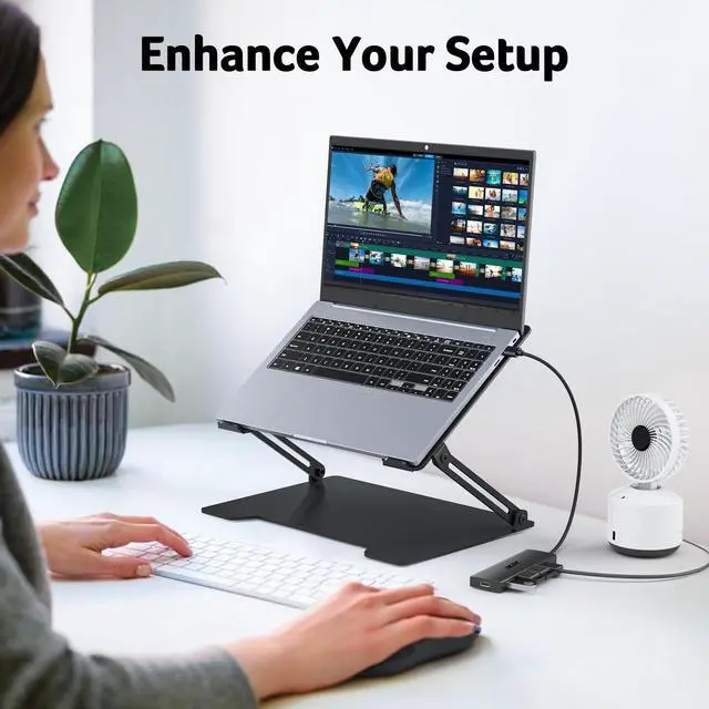 Alt view image 7 of 7 - USB Hub 4 Ports, Multiple USB 3.0 Hub, USBA Splitter for Laptop with Type C Power Port, Extender for A Port Laptop, PC, Desktop and More (2ft)