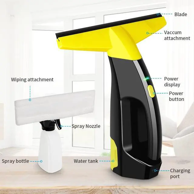 Alt view image 5 of 7 - _Mega Brand Rechargeable Window Vac, Power Window Vacuum Cleaner Set, Window Squeegee Electric Cleaning Tool for Windows, Tiles, Mirrors, 200ml Water Tank