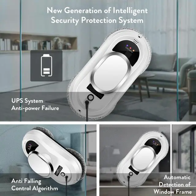 Alt view image 4 of 7 - _Mega Brand Window Cleaner Robot,Smart Glass Cleaning Robotic with 5600Pa Strong Suction,Remote Control Window Cleaning Robot for Windows/Tiles/Class Door