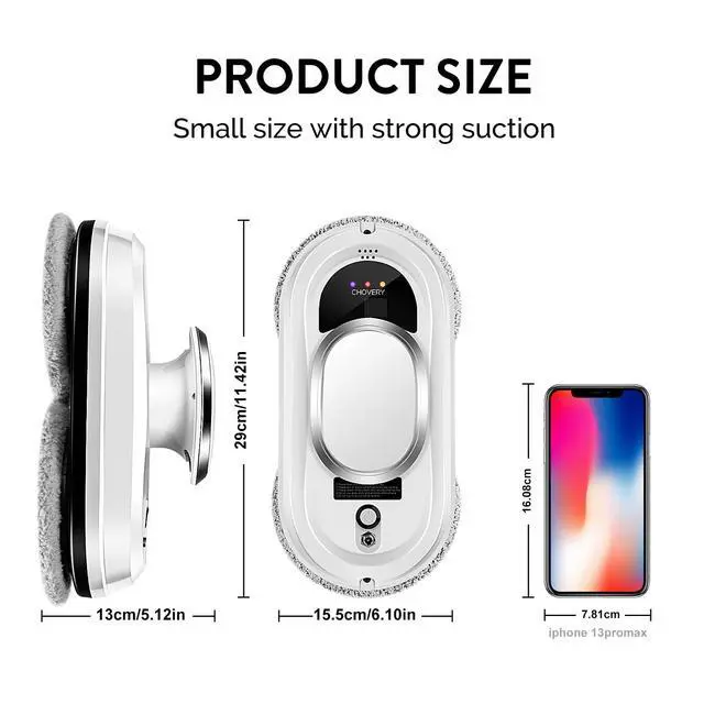 Alt view image 6 of 7 - _Mega Brand Window Cleaner Robot,Smart Glass Cleaning Robotic with 5600Pa Strong Suction,Remote Control Window Cleaning Robot for Windows/Tiles/Class Door