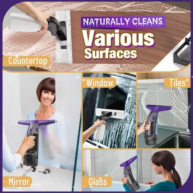 Alt view image 5 of 7 - _Mega Brand 2500mAh Electric Window Cleaner Tool with Gloves and 2 Cleaning Cloth, Window Vacuum Squeegee Cordless with 360ml Spray Bottle & 100ml Water Tank for Window, Mirror, Countertop, Tile