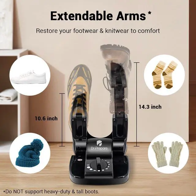Alt view image 3 of 7 - _Mega Brand Boot Dryer Shoe Dryer, Glove Dryer & Boot Warmer with Heat Blower, Portable Adjustable Rack and Timer, Folding Design & Quick Drying for Shoes, Gloves, Hats, Socks, Ski Boots
