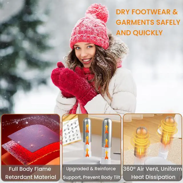 Alt view image 4 of 6 - _Mega Brand Shoe Dryer Glove Dryer, Dry Wet Shoes with 360°Heat Blower, Intelligent Shoes Dryer with Four Timer, Suitable for Sneaker, Glove, Boots, Ski Boot, Helmet, Folding and hanging Design