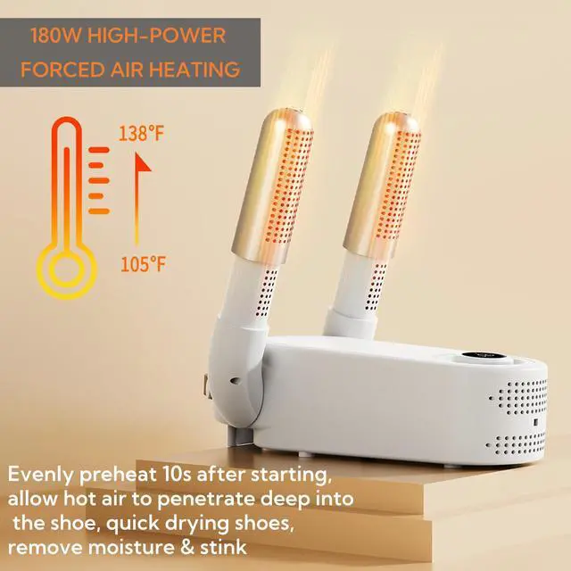 Alt view image 3 of 6 - _Mega Brand Shoe Dryer Glove Dryer, Dry Wet Shoes with 360°Heat Blower, Intelligent Shoes Dryer with Four Timer, Suitable for Sneaker, Glove, Boots, Ski Boot, Helmet, Folding and hanging Design