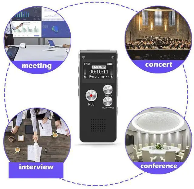 Alt view image 7 of 7 - _Mega Brand Digital Voice Recorder 16GB Voice Recorder with Playback for Lectures - USB Rechargeable Dictaphone Upgraded Small Tape Recorder Device