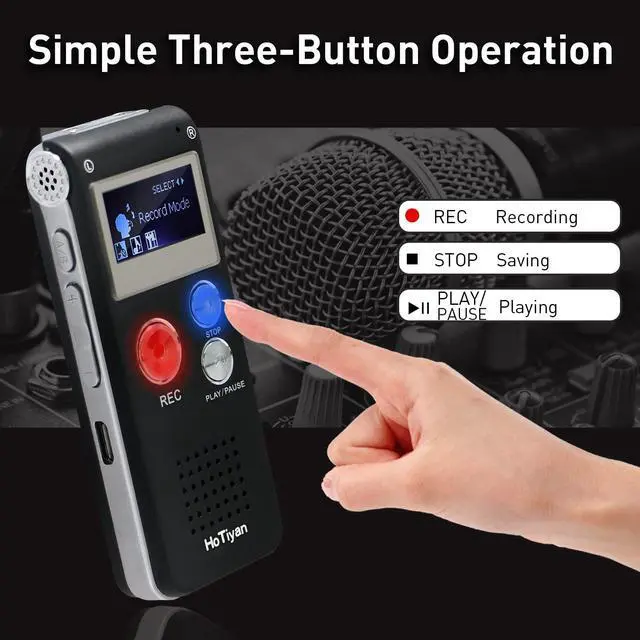 Alt view image 3 of 7 - Digital Voice Recorders 8GB Audio Recorder Voice Activated Recorder for Lectures, Meetings, Interviews Recording Device with Microphone USB Cable, MP3 Player (8GB