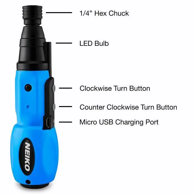 Alt view image 3 of 7 - 10577A Cordless Power Screwdriver | 1/4 Hex Auto-Lock Safety Chuck | Includes Phillips and Flathead Bit | USB Rechargeable Lithium-Ion Technology | Auto and Manual Mode
