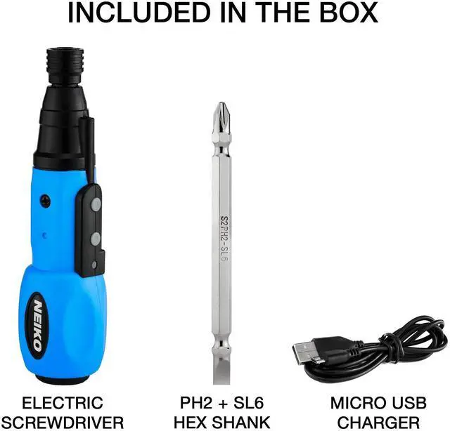 Alt view image 2 of 7 - 10577A Cordless Power Screwdriver | 1/4 Hex Auto-Lock Safety Chuck | Includes Phillips and Flathead Bit | USB Rechargeable Lithium-Ion Technology | Auto and Manual Mode