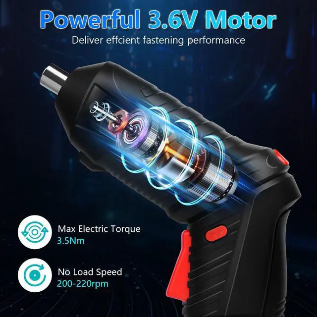 Alt view image 3 of 7 - _Mega Brand Power Screwdriver Cordless, Screwdriver Bits Set Rechargeable, 3.6V Li-ion 3.5N·m Max Torque Electric Rotatable Drill Screwdriver for Home Improvement DIY Project, 47 Pcs