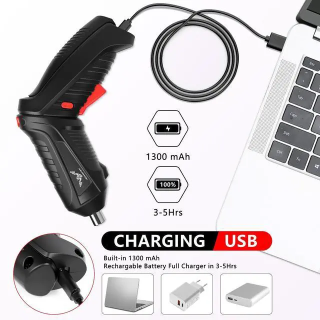 Alt view image 7 of 7 - _Mega Brand Power Screwdriver Cordless, Screwdriver Bits Set Rechargeable, 3.6V Li-ion 3.5N·m Max Torque Electric Rotatable Drill Screwdriver for Home Improvement DIY Project, 47 Pcs