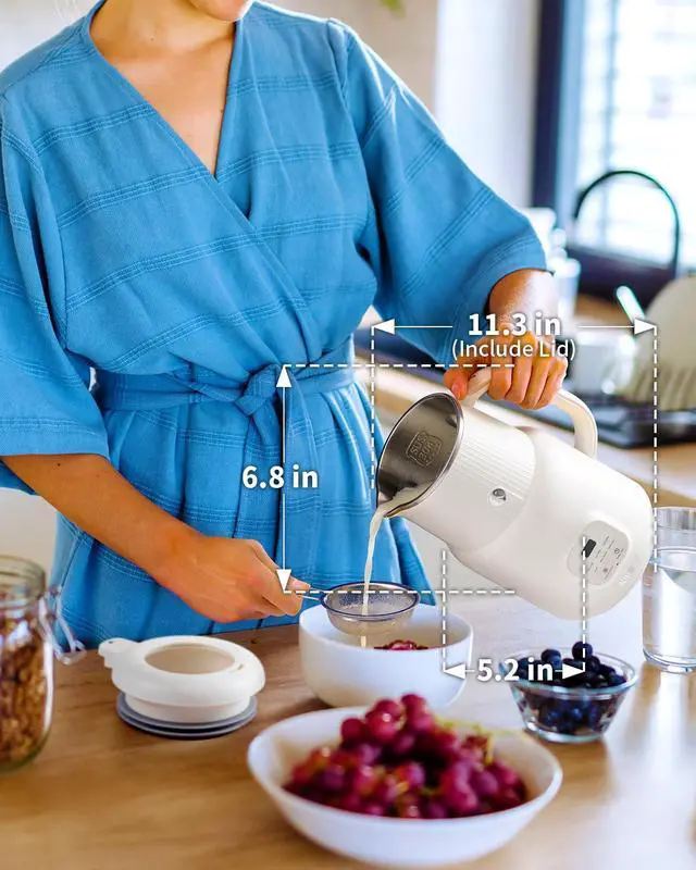 Alt view image 7 of 7 - _Mega Brand 6 in 1 Automatic Nut Milk Maker Blender, 20oz Homemade Coconut, Soy, Oat, Almond, Plant Based Milks and Non-Dairy Beverages with Delay Start/Keep Warm/Boil Water/Self-Cleaning, Cream