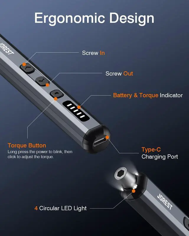 Alt view image 2 of 7 - _Mega Brand Mini Electric Screwdriver, Precision Set with 38-in-1 Magnetic Bits, 5 Torque Settings, LED Light, Repair Tool Kit for iPhones, Laptop, Drone, Game Console, Camera, Glasses, Watches, Toys