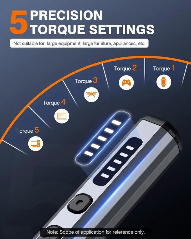 Alt view image 3 of 7 - _Mega Brand Mini Electric Screwdriver, Precision Set with 38-in-1 Magnetic Bits, 5 Torque Settings, LED Light, Repair Tool Kit for iPhones, Laptop, Drone, Game Console, Camera, Glasses, Watches, Toys