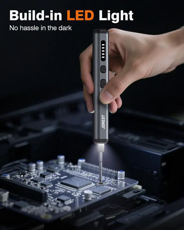 Alt view image 4 of 7 - _Mega Brand Mini Electric Screwdriver, Precision Set with 38-in-1 Magnetic Bits, 5 Torque Settings, LED Light, Repair Tool Kit for iPhones, Laptop, Drone, Game Console, Camera, Glasses, Watches, Toys