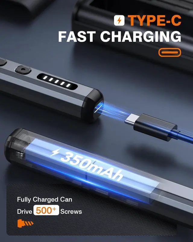 Alt view image 5 of 7 - _Mega Brand Mini Electric Screwdriver, Precision Set with 38-in-1 Magnetic Bits, 5 Torque Settings, LED Light, Repair Tool Kit for iPhones, Laptop, Drone, Game Console, Camera, Glasses, Watches, Toys