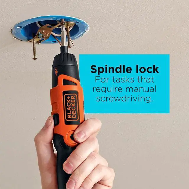 Alt view image 2 of 2 - _Mega Brand Electric Screwdriver, Cordless, 180 RPM, 3.6V, Spindle Lock with Pivoting Handle, Charger and 2 Hex Shank Bits Included (Li2000)