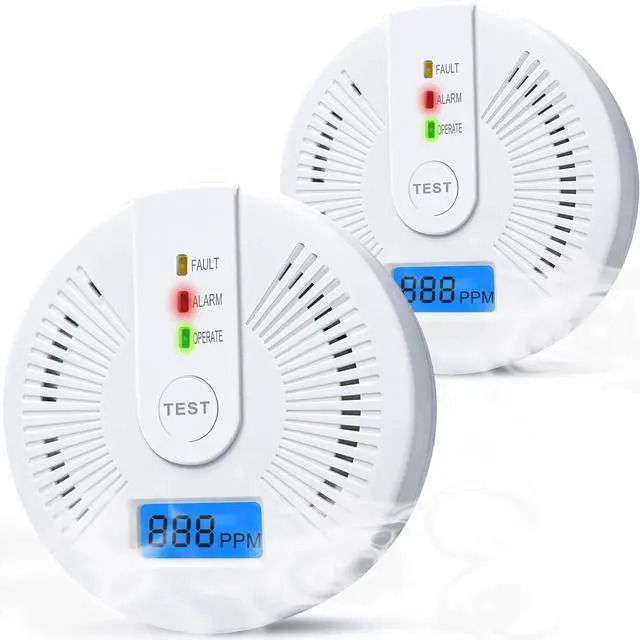 Main image of _Mega Brand Carbon Monoxide Detectors,CO Detectors Battery Powered,2 Pack Carbon Monoxide CO Alarms with Light&Digital Display for Home,Bedroom,Kitchen,Office