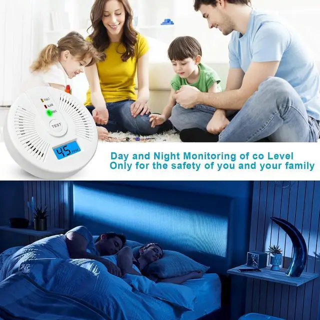 Alt view image 6 of 7 - _Mega Brand Carbon Monoxide Detectors,CO Detectors Battery Powered,2 Pack Carbon Monoxide CO Alarms with Light&Digital Display for Home,Bedroom,Kitchen,Office