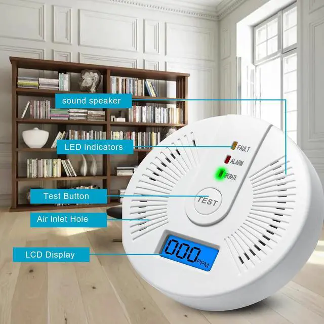 Alt view image 7 of 7 - _Mega Brand Carbon Monoxide Detectors,CO Detectors Battery Powered,2 Pack Carbon Monoxide CO Alarms with Light&Digital Display for Home,Bedroom,Kitchen,Office