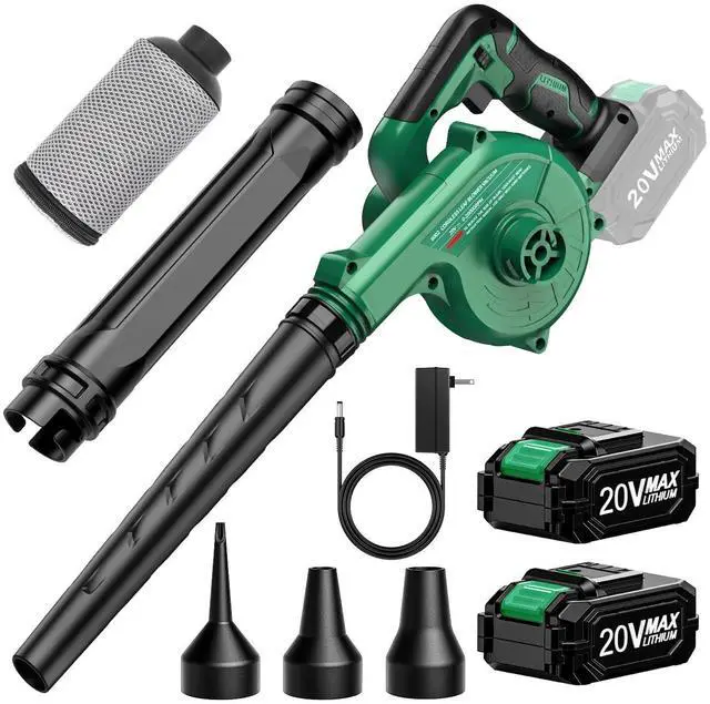 Main image of _Mega BrandCordless Leaf Blower Vacuum Combo 4 in 1, 3 Nozzles &3 Modes for Inflation & Deflation, Extended Tube & Variable Speed, 20000RPM 150MPH, 2x2000mAh Battery Powered Leaf Blowers for Lawn Care