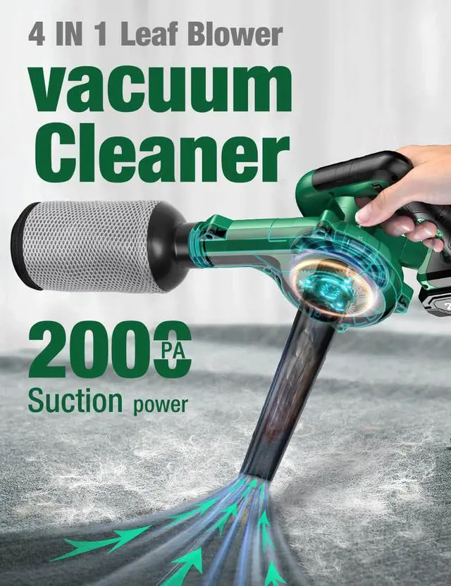 Alt view image 2 of 7 - _Mega BrandCordless Leaf Blower Vacuum Combo 4 in 1, 3 Nozzles &3 Modes for Inflation & Deflation, Extended Tube & Variable Speed, 20000RPM 150MPH, 2x2000mAh Battery Powered Leaf Blowers for Lawn Care