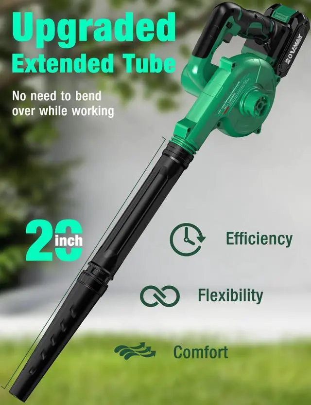 Alt view image 6 of 7 - _Mega BrandCordless Leaf Blower Vacuum Combo 4 in 1, 3 Nozzles &3 Modes for Inflation & Deflation, Extended Tube & Variable Speed, 20000RPM 150MPH, 2x2000mAh Battery Powered Leaf Blowers for Lawn Care