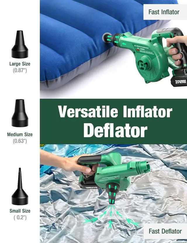 Alt view image 4 of 7 - _Mega BrandCordless Leaf Blower Vacuum Combo 4 in 1, 3 Nozzles &3 Modes for Inflation & Deflation, Extended Tube & Variable Speed, 20000RPM 150MPH, 2x2000mAh Battery Powered Leaf Blowers for Lawn Care