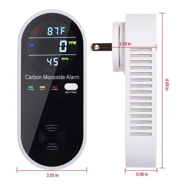 Alt view image 3 of 7 - _Mega Brand 3-in-1 Carbon Monoxide Detector, Carbon Monoxide Detector Plug in Wall with Temperature & Humidity Display, CO Alarm Monitor with Color LCD Display, Accurate & Easy to Install