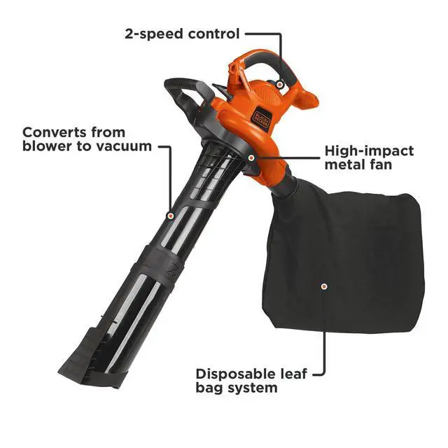 Alt view image 6 of 7 - _Mega Brand Leaf Blower Leaf Vacuum and Leaf Mulcher 3-in-1, Electric Blowers for Lawn Care, 12 Amp, 250 MPH, 400 CFM (BV6000)