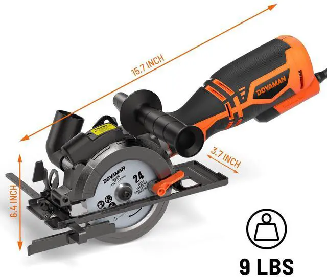 Alt view image 6 of 7 - _Mega Brand Circular Saw, 5.8A 4-1/2" Circular Saw w/Laser, Metal Auxiliary Handle, 6 Blades (4½", 4¾"), Cutting Depth 1-11/16" (90°), 1-3/8" (45°), Ideal for Wood, Soft Metal, Plastic, Tile - MCS01A