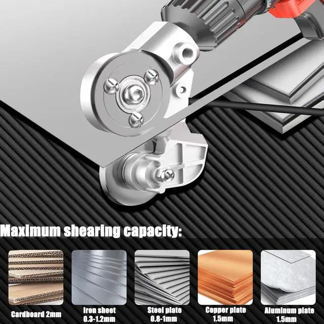 Alt view image 5 of 7 - Sheet Metal Cutter for Drill, Sheet Metal Cutter Drill Attachment | Metal Nibbler Drill Attachment, Electric Drill Metal Cutter Attachment for Cutting Iron, White Sheet, Steel, Copper, Aluminum