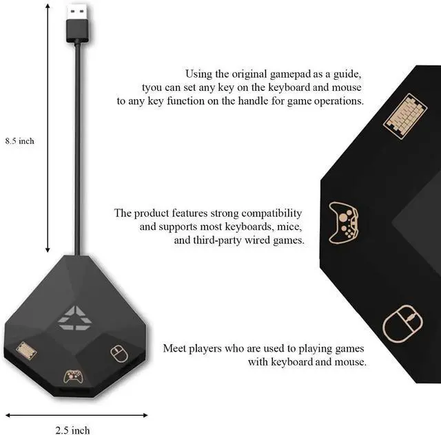 Alt view image 7 of 7 - _Mega Brand Keyboard and Mouse Adapter for Nintendo Switch, Wired Keyboard and Mouse Converter for PS4 PS3 Xbox ONE/360 Console Series Converter, Custom Mapping, 8 Keys Storage, Reset Button, FPS, TPS