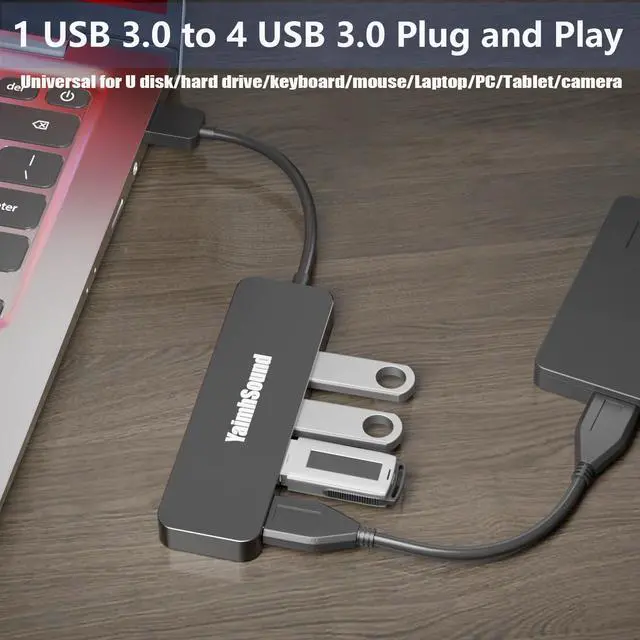 Alt view image 3 of 7 - USB Splitter for Laptop, YaimhSound 4-Port USB Hub 3.0, Multiple USB Expander Adapter for Keyboard,Mouse, Dell,Asus,HP,MacBook,Surface, Acer,Ps4,Xbox,Flash Drive,SSD,Printer,Camera
