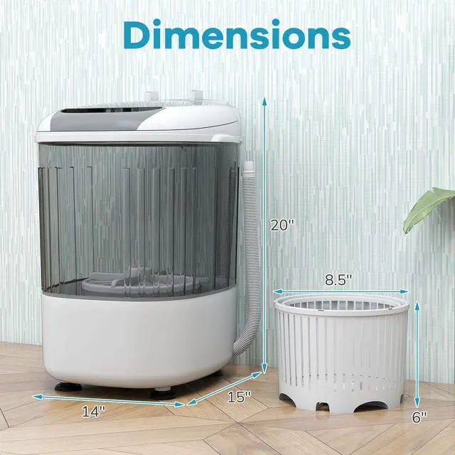 Alt view image 2 of 7 - _Mega Brand Portable Mini Washing Machine, 5.5 lbs Capacity Small Compact Laundry Washer with Spin Tub & Drain Hose, Semi-automatic Washer Machine for Apartment Dorms RV Home (Grey)