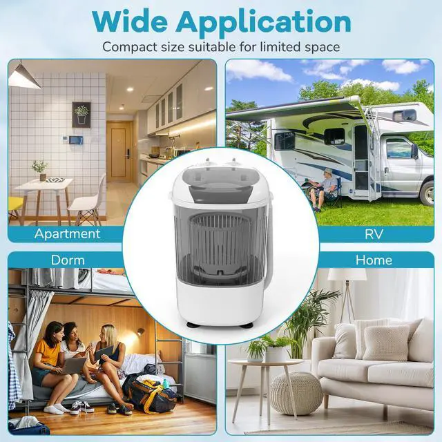 Alt view image 7 of 7 - _Mega Brand Portable Mini Washing Machine, 5.5 lbs Capacity Small Compact Laundry Washer with Spin Tub & Drain Hose, Semi-automatic Washer Machine for Apartment Dorms RV Home (Grey)