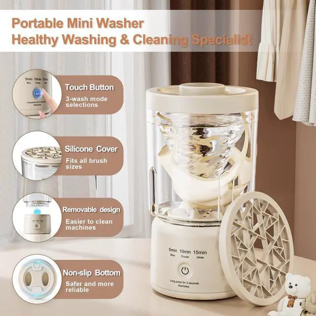 Alt view image 2 of 7 - _Mega Brand Portable Mini Washing Machine, 2025 NEW Underwear Washing Machine Small Clothes Washer Makeup Brush Cleaner Machine Underwear Washer for Home, Hotel, RV, Travel & Camping