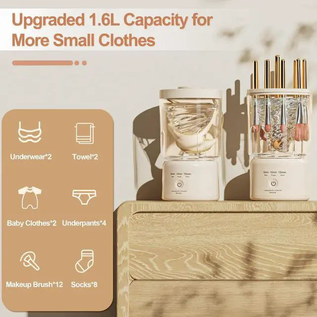 Alt view image 3 of 7 - _Mega Brand Portable Mini Washing Machine, 2025 NEW Underwear Washing Machine Small Clothes Washer Makeup Brush Cleaner Machine Underwear Washer for Home, Hotel, RV, Travel & Camping