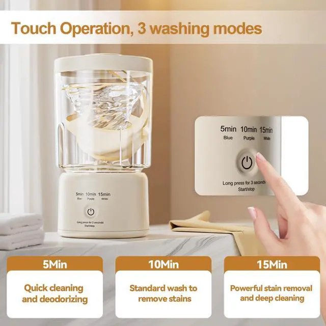 Alt view image 5 of 7 - _Mega Brand Portable Mini Washing Machine, 2025 NEW Underwear Washing Machine Small Clothes Washer Makeup Brush Cleaner Machine Underwear Washer for Home, Hotel, RV, Travel & Camping