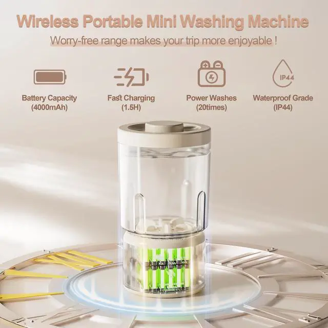 Alt view image 4 of 7 - _Mega Brand Portable Mini Washing Machine, 2025 NEW Underwear Washing Machine Small Clothes Washer Makeup Brush Cleaner Machine Underwear Washer for Home, Hotel, RV, Travel & Camping