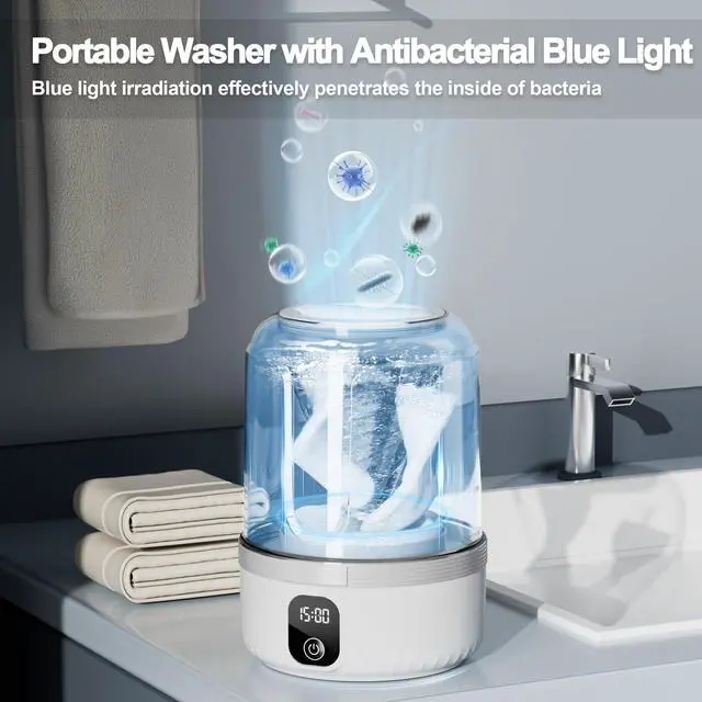 Alt view image 4 of 7 - _Mega Brand Underwear Washing Machine, Upgrade Mini Portable Washing Machine Rechargeable Underwear Washer Deep Cleans Small Clothes for Apartment, Dorm, RV, Travel & Hotel Use