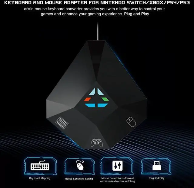 Alt view image 7 of 7 - _Mega Brand Keyboard and Mouse Adapter for Nintendo Switch/PS4/PS3/Xbox One/Xbox 360 Consoles, Switch Adapter Support Custom Mapping & Mouse Sensitivity Adjustment, Wired Keyboard and Mouses Converter