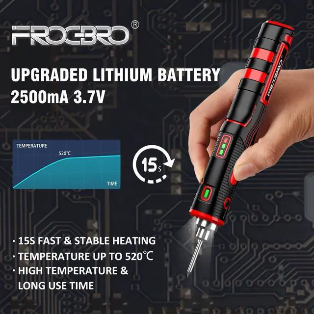 Alt view image 4 of 7 - 11W 2500mAh Cordless Soldering Iron Kit, Upgrade Max 968 Fast Heating Portable USB Rechargeable Soldering Iron High Capacity with Touch Sensor & LED Spotlight (2 tips+adaptor)