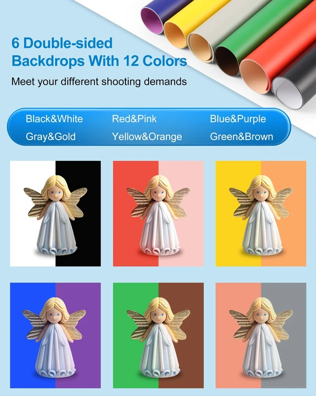 Alt view image 4 of 7 - Mini Photo Studio Light Box, 10"x10" Portable Folding Photography Lightbox with CRI >95 104pcs LED Light & 6 Kinds Double-Sided Color Backgrounds for Small Products
