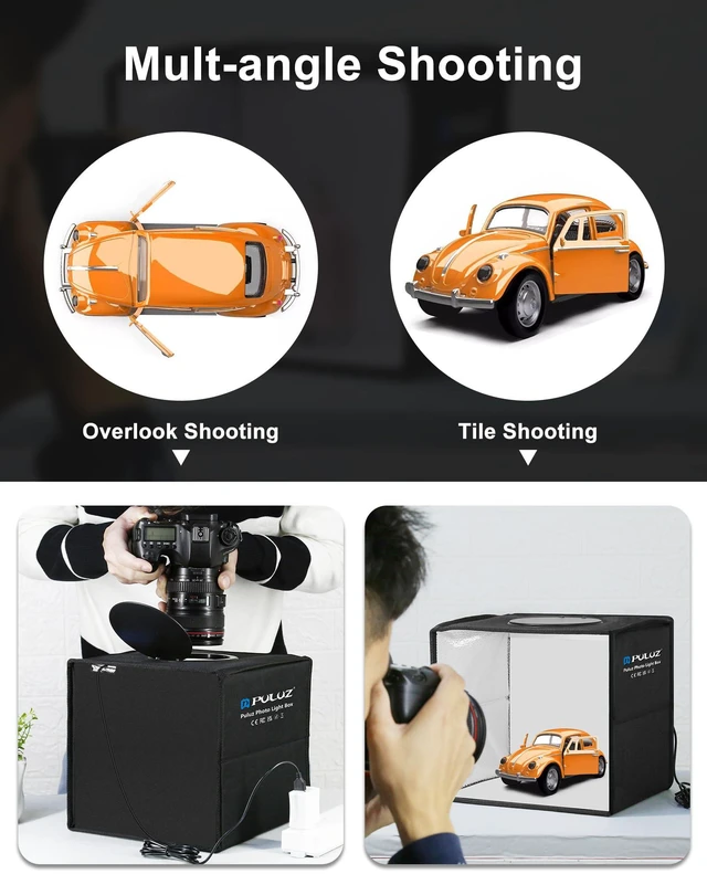 Alt view image 3 of 7 - Mini Photo Studio Light Box, 10"x10" Portable Folding Photography Lightbox with CRI >95 104pcs LED Light & 6 Kinds Double-Sided Color Backgrounds for Small Products